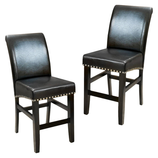 Christopher Knight Home Lisette 47-inch Leather Bar Stool (Set of 2) by, Black