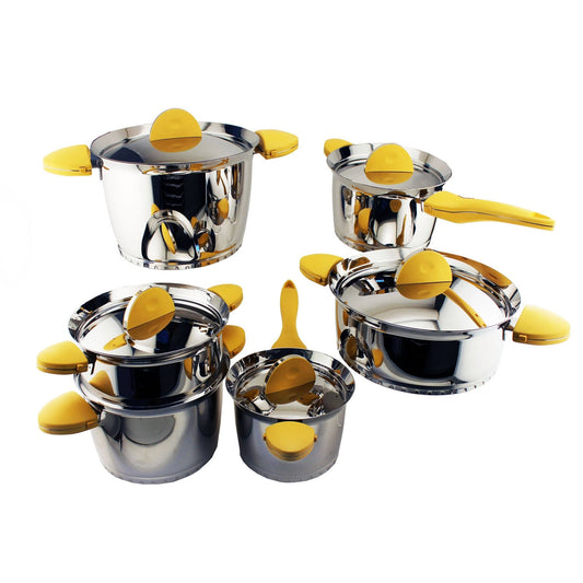 BergHOFF Stacca 11-pc. Stainless Steel Cookware Set - Yellow