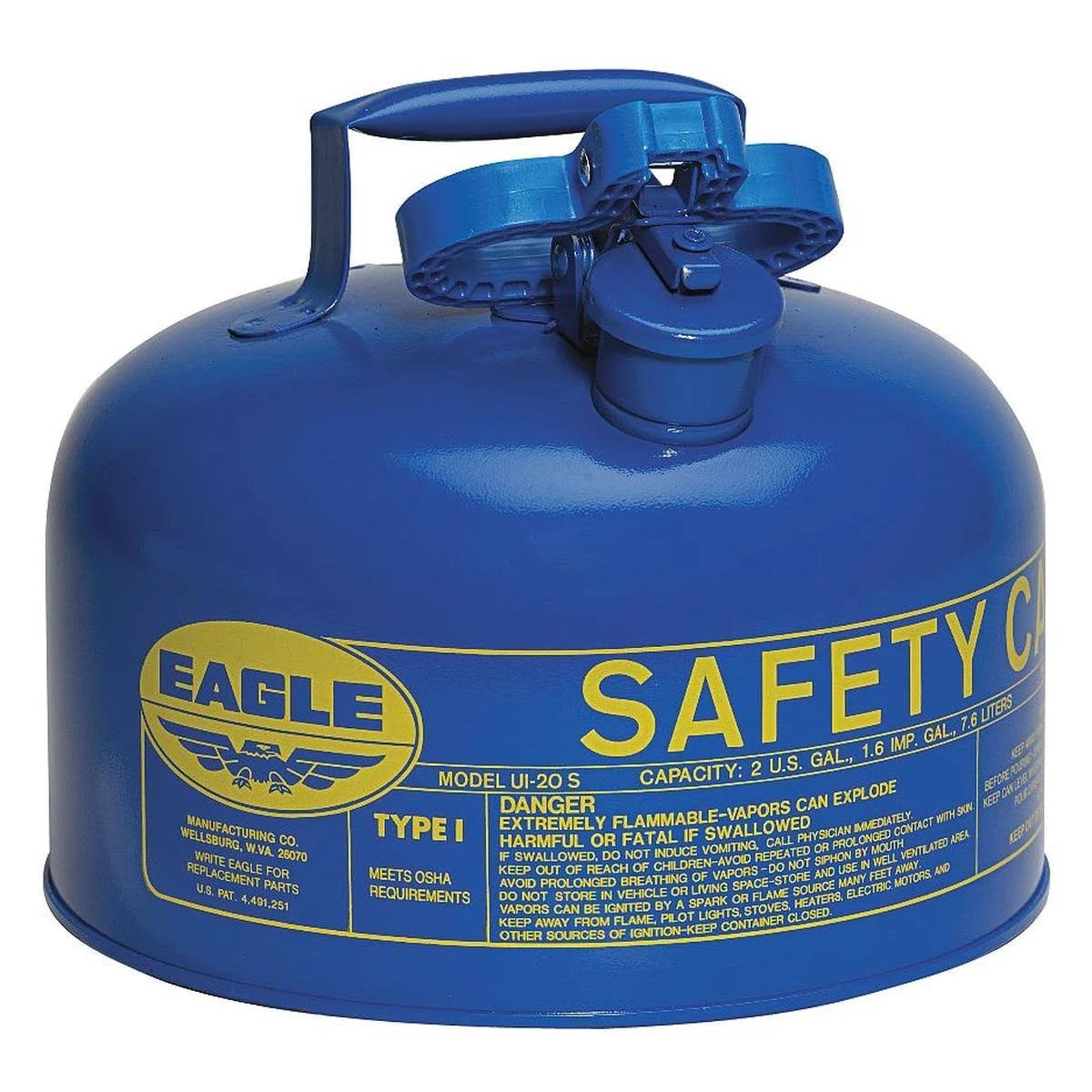 Eagle UI-20-SB Type I Safety Can, 2 Gallons, Blue