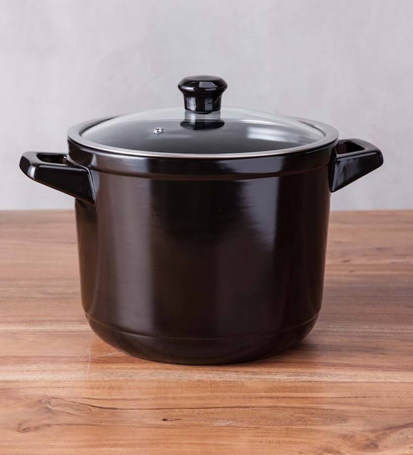 VivaTerra CeraFlame Ceramic 7.4 Quart Pot with Lid - Black