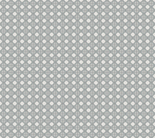 York Wallcoverings Cy1521 Rattan Overlay Lattice Wallpaper Aqua/Grey