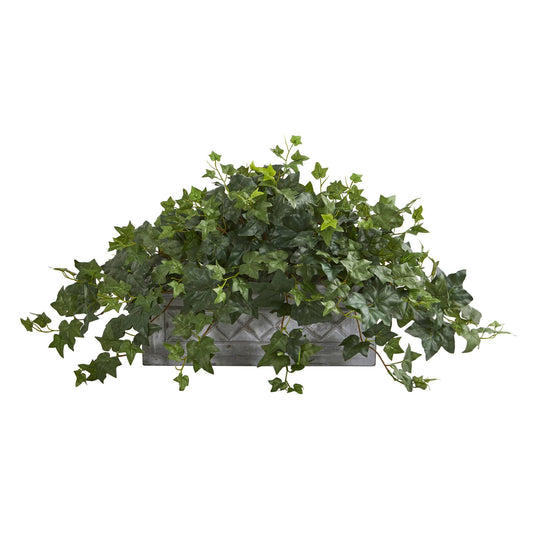 Nearly Natural Puff Ivy Artificial Plant in Stone Planter