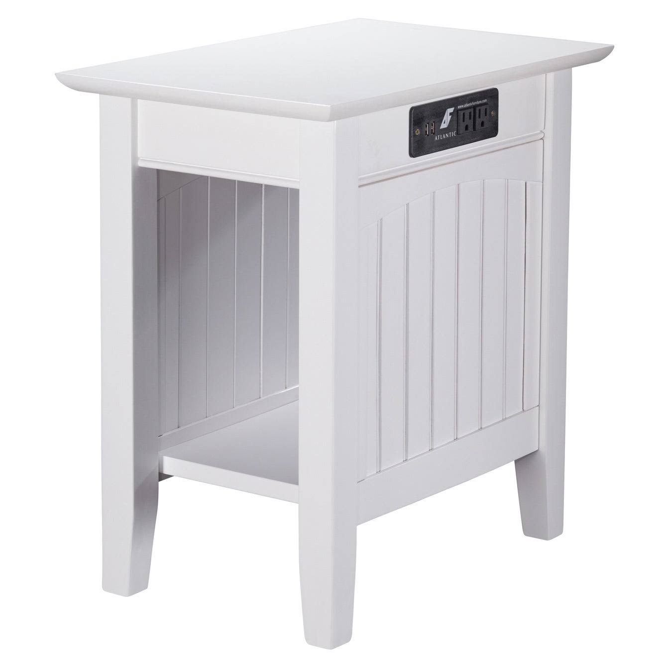 Atlantic Furniture Nantucket Charger White Wood Side Table