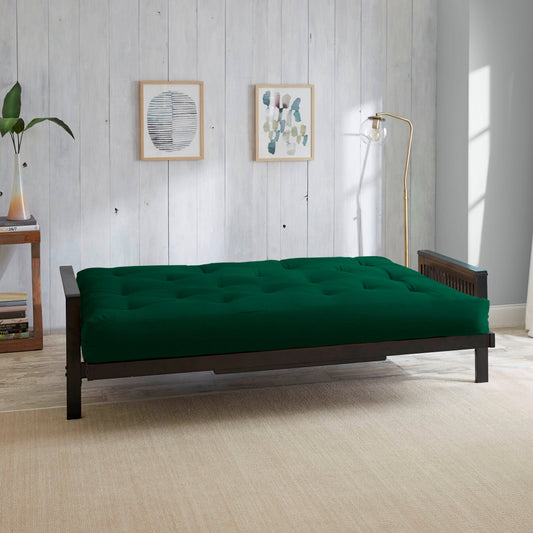 Porch Den Terman Cotton Queen 6-Inch Futon Mattress - Hunter Green