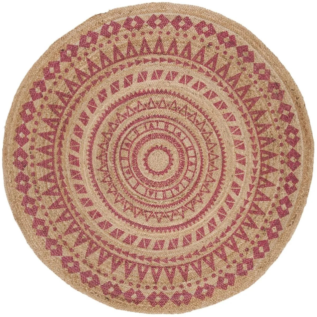 Safavieh Natural Fiber 802 Area Rug | Pink / Natural | 8 x 8 Round