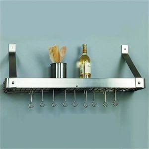 Satin Nickel Bookshelf Rack with Grid, 12 Hooks, 36 1/4 x 9 x 11 1/2 by Old Dutch International - 104SN