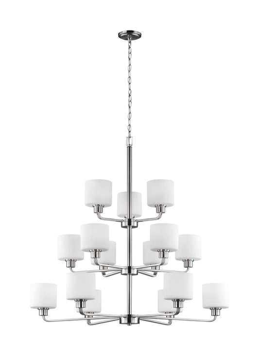 Sea Gull Lighting 3128815EN3-962 Canfield Brushed Nickel 15 Light Chandelier