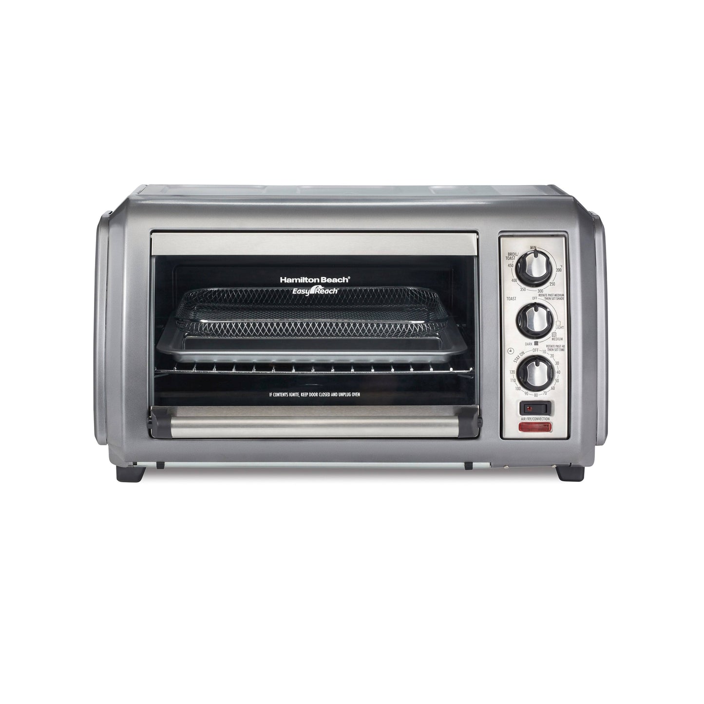 Hamilton Beach Sure-Crisp Air Fryer Countertop 6 Slice Toaster Oven with Easy Reach Door - Silver 31436