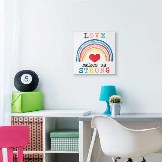 Stupell Industries Love Makes US Strong Text with Rainbow Heart Canvas Wall Art (17 x 17)