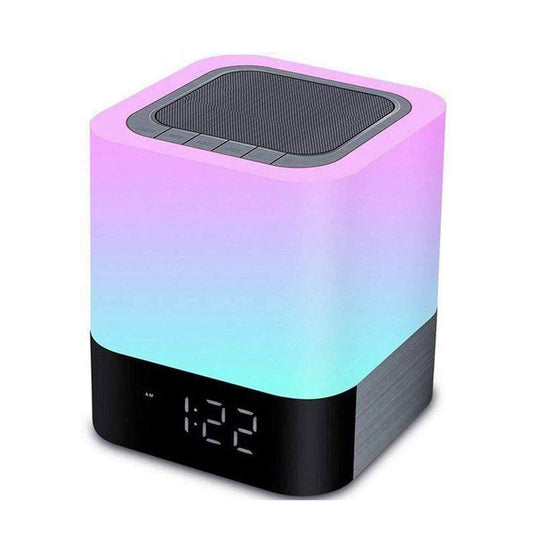 Homcasito Night Light Bluetooth Speaker,Bedside Lamps Touch Sensor Dimmable Warm White Light Color Changing Alarm Clock Best for