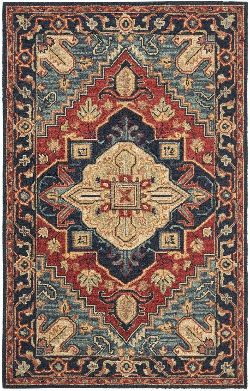 Safavieh Heritage Rug Collection HG920Q - Red / Navy - 5 x 8