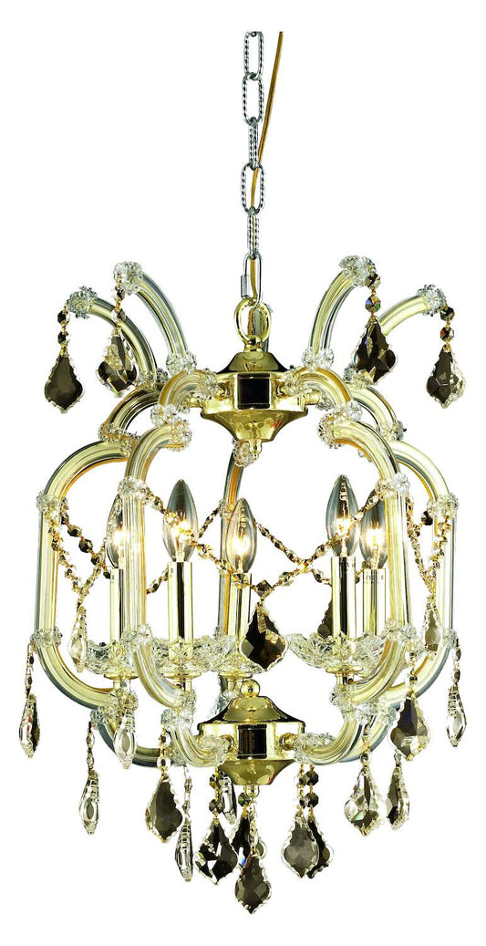 Elegant Lighting Maria Theresa 5 Light Gold Pendant Clear Elegant Cut Crystal (2800D15G/EC)