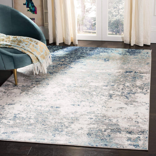 Safavieh Brentwood Malissie Modern Abstract Rug (9 x 9 Square - Light Grey/Blue)