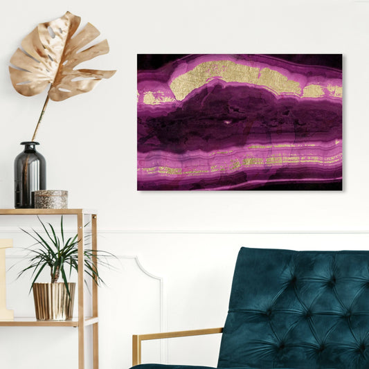 Oliver Gal Rosae Agate Abstract Wall Art Canvas Print - Purple, Gold (15 x 10)