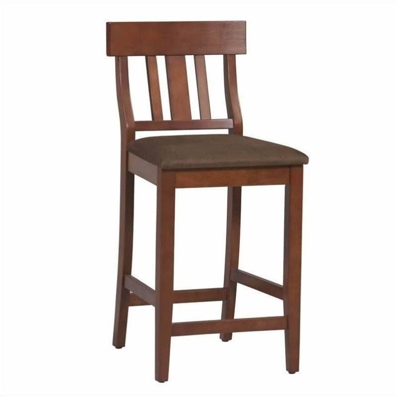 Riverbay Furniture 24 Slat Back Counter Stool in Dark Cherry