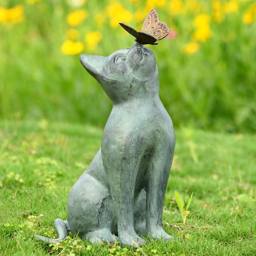 SPI Home Curiosity Garden Sculpture Cat Butterfly