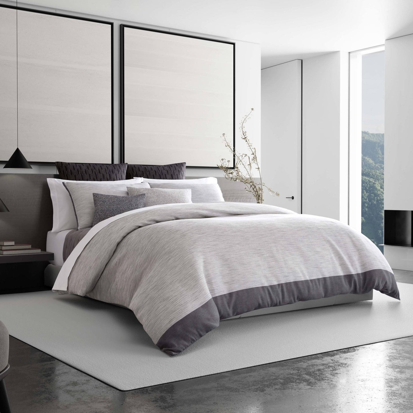 Vera Wang Grisaille Weave Duvet COVER, Queen - Gray