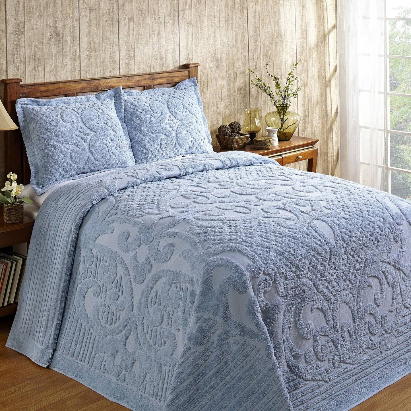 Better Trends Ashton 100 Percent Cotton Chenille Bedspread - Blue - Full