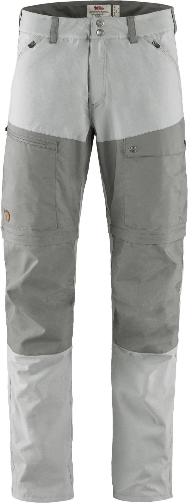 Fjallraven Abisko Midsummer Zip Off Trousers Grey, Mens G-1000 Full-Length Trousers, Size 56 - Color Shark Grey - Super Grey