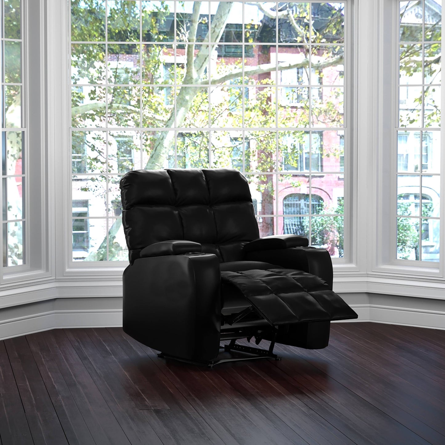 ProLounger Power Wall Hugger Storage Recliner Chair-Black Renu Leather