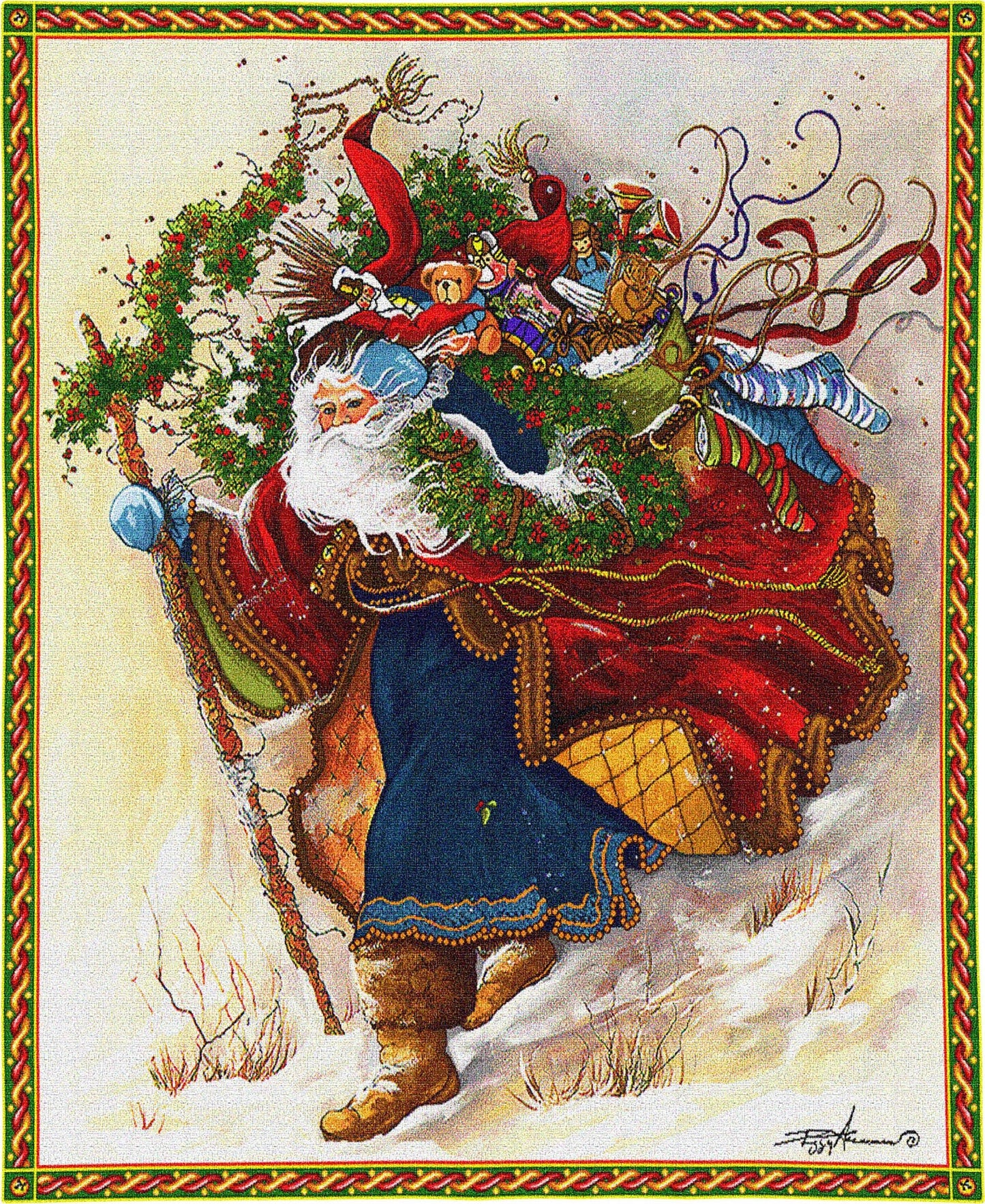 Windswept Santa Wall Tapestry 26x34 inch