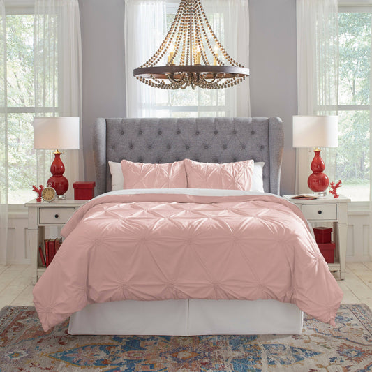 Pointehaven Knotted Pintuck Duvet Set Twin/Twin XL - Rose