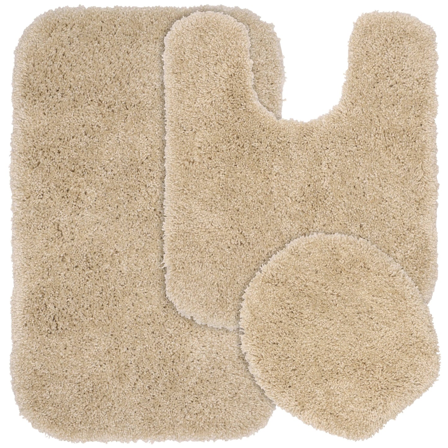 Garland 3 Piece Serendipity Shaggy Washable Nylon Bath Rug Set Linen