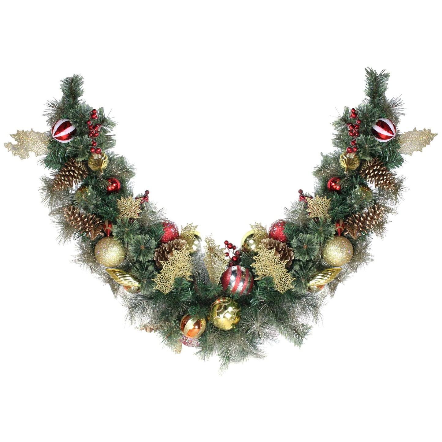 Northlight 6 ft. Unlit Giant Green Foliage Pinecones and Berries Embellished Garland