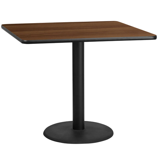 Flash Furniture 42 Square Black Laminate Table Top with 24 Round Table Height Base