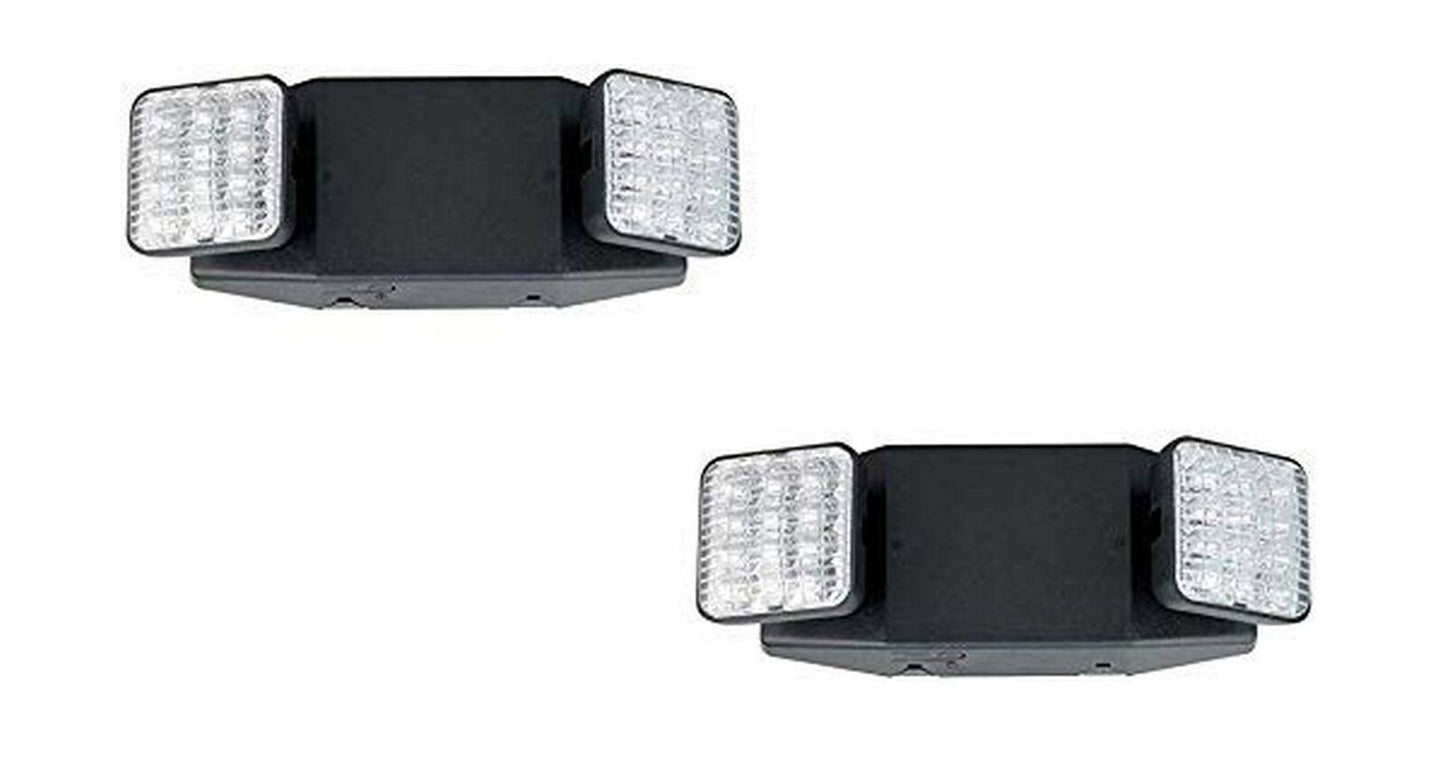 Ciata LED Two Head Emergency Light with Battery Back-Up Black - 2 Pack