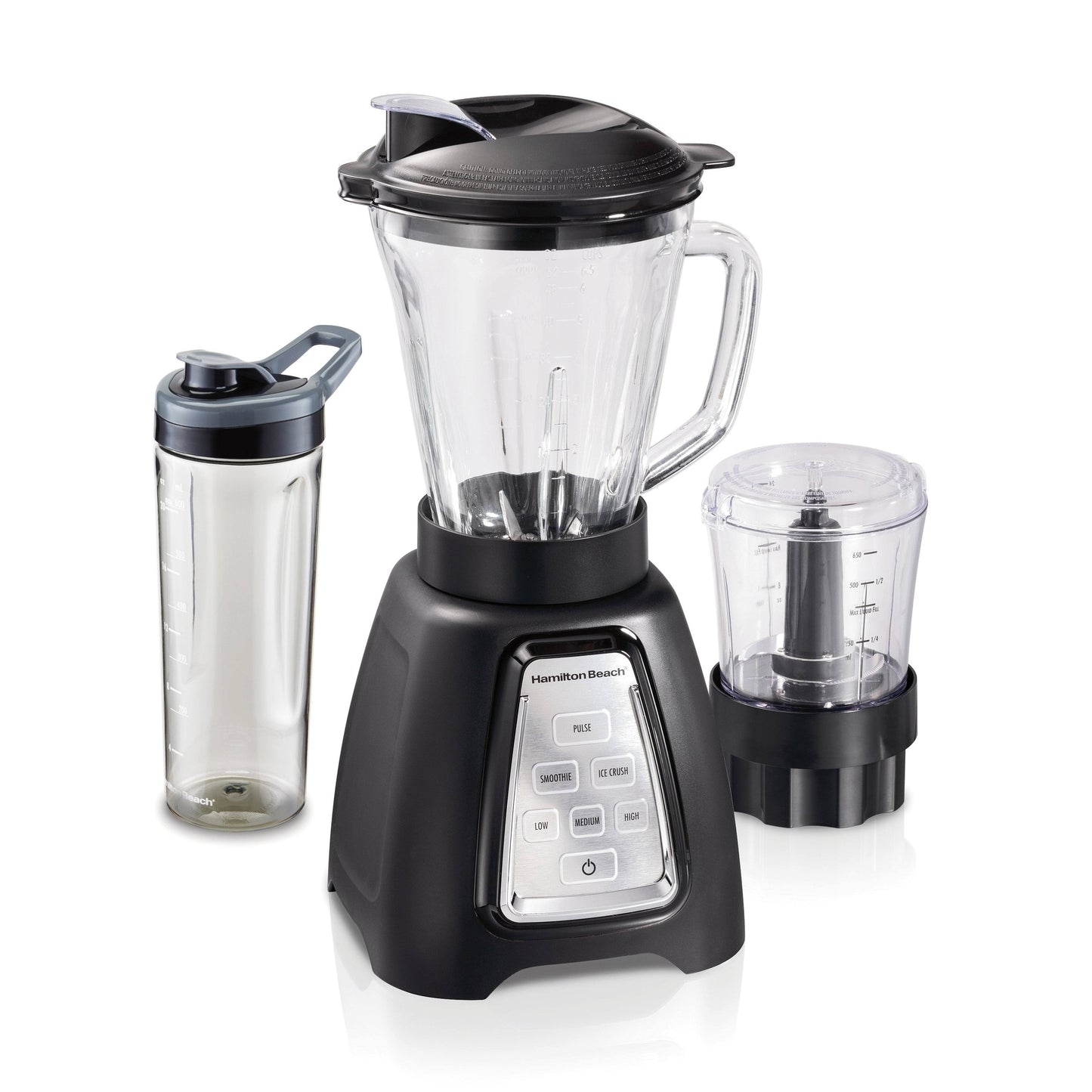 Hamilton Beach MultiBlend System with Glass Jar, Travel Jar Food Chopper, Black