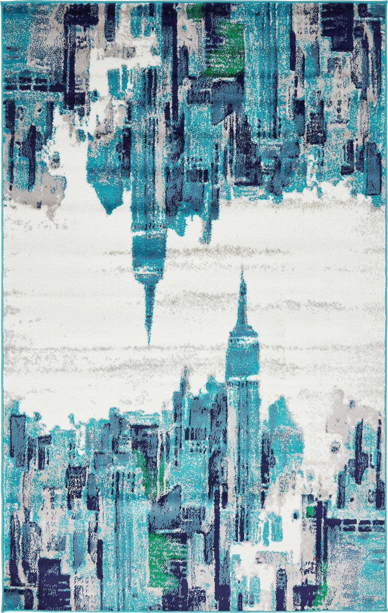 Unique Loom Metro Skyline Area Rug - 5 x 8 Turquoise