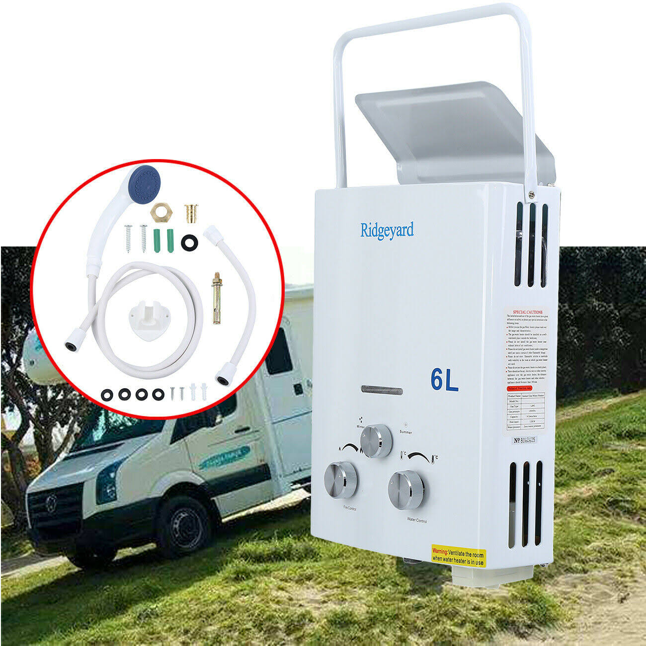 Ridgeyard 1.6GPM 6L Hot Water Heater Tankless LPG Liquid Propane GAS House Instant Boiler