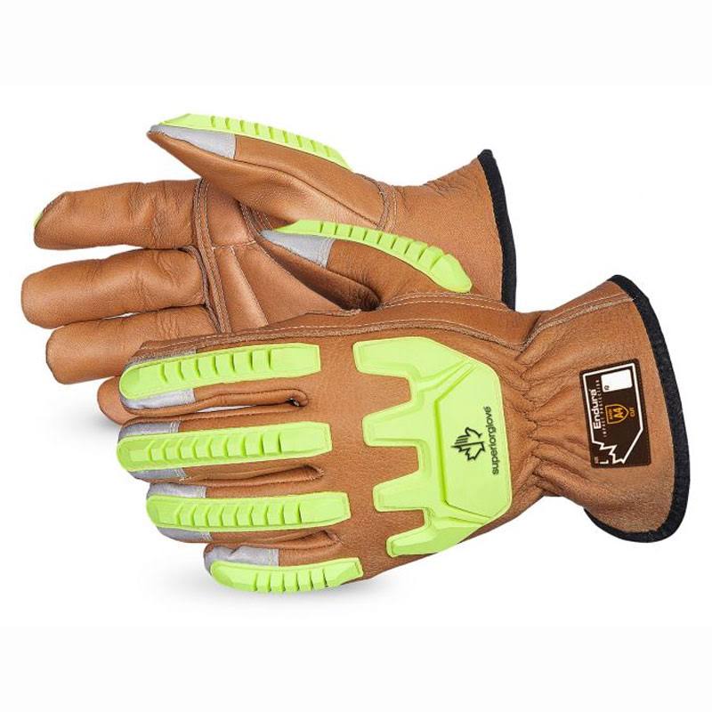 Superior Glove 378CKGVBS Cowgrain Anti Impact Cut Resistant Drivers Oilbloc