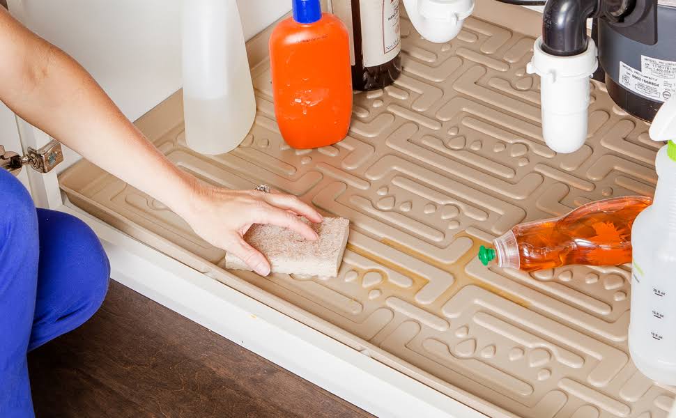 Xtreme Mats Under Sink Kitchen Cabinet Mat, 22 x 22 inch, Beige