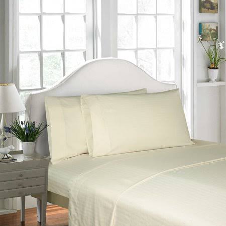 South Point Hospitality 120 GSM Microfiber 1 cm Embossed Stripe Ivory Twin XL Fitted Sheet, 39 x 80 x 14 Inches