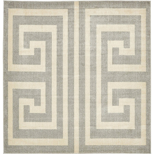 Unique Loom Athens Greek Key Gray 8 0 x 8 0 Square Rug