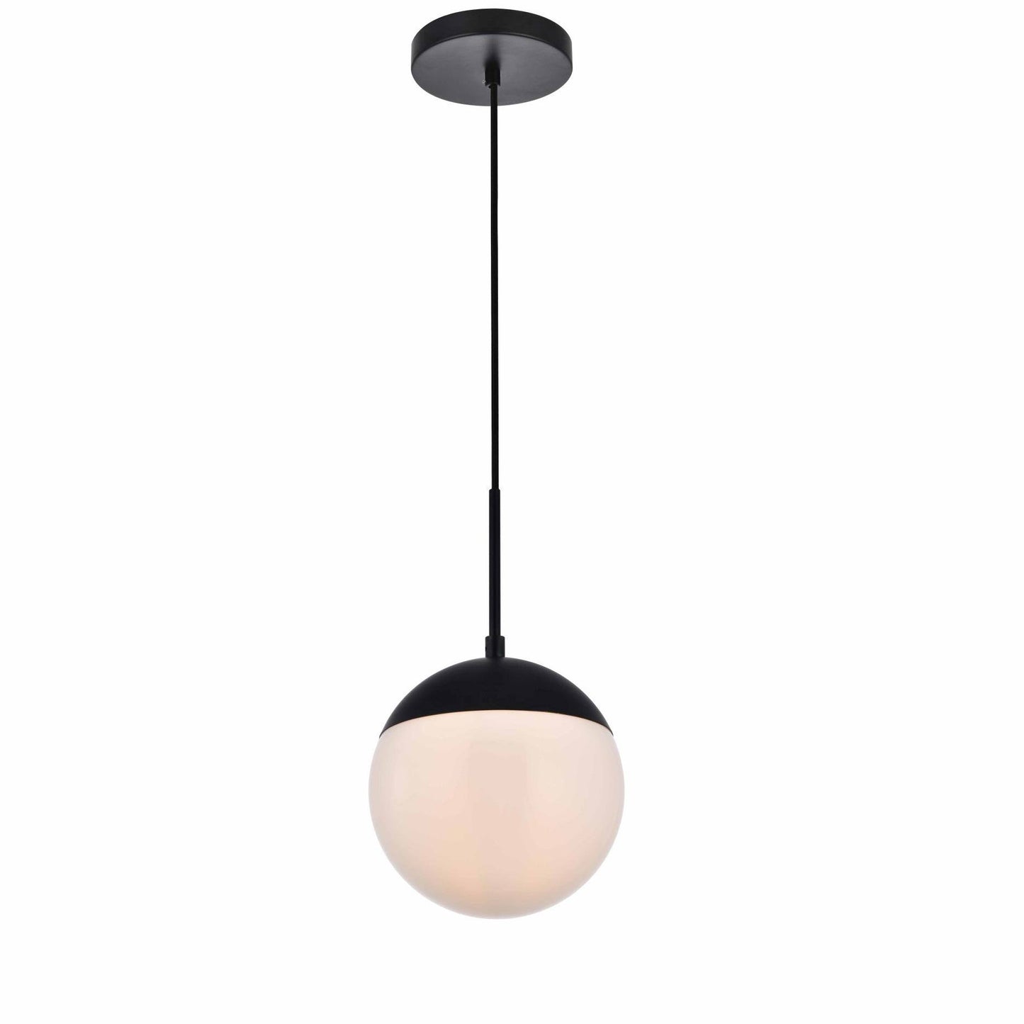 Elegant LD6026BK Eclipse 1 Light Black Pendant with Frosted White Glass