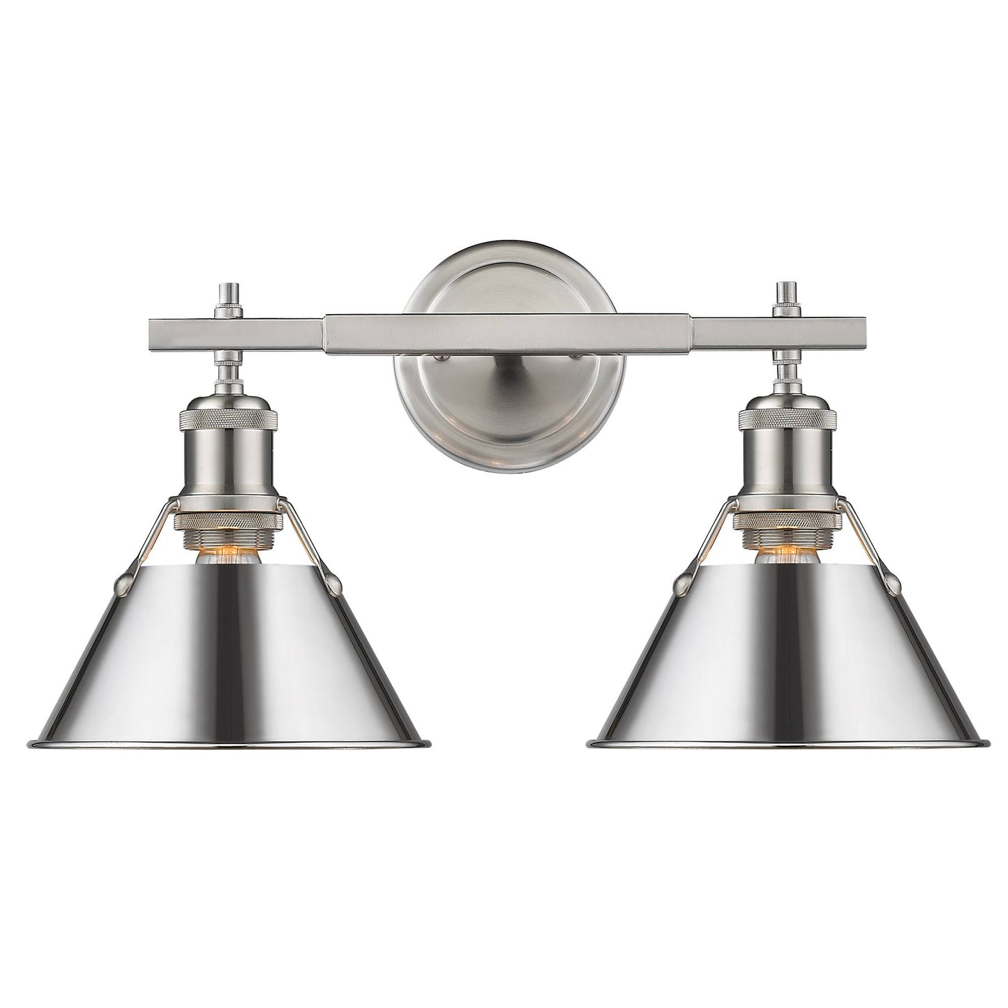 Golden Lighting 3306-BA2 PW-CH Orwell 2 Light Bath Vanity in Pewter