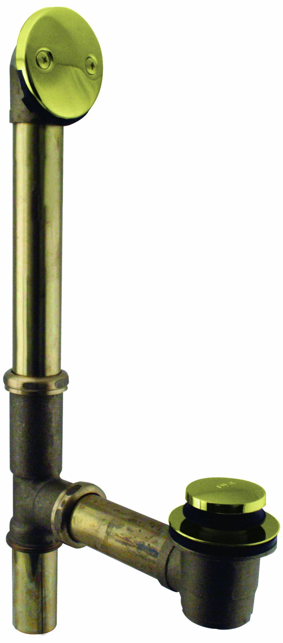 Westbrass D325-01 14-inch Tip-Toe Drain Bath Waste and Overflow with 2 Hole Faceplate PVD Polished Brass