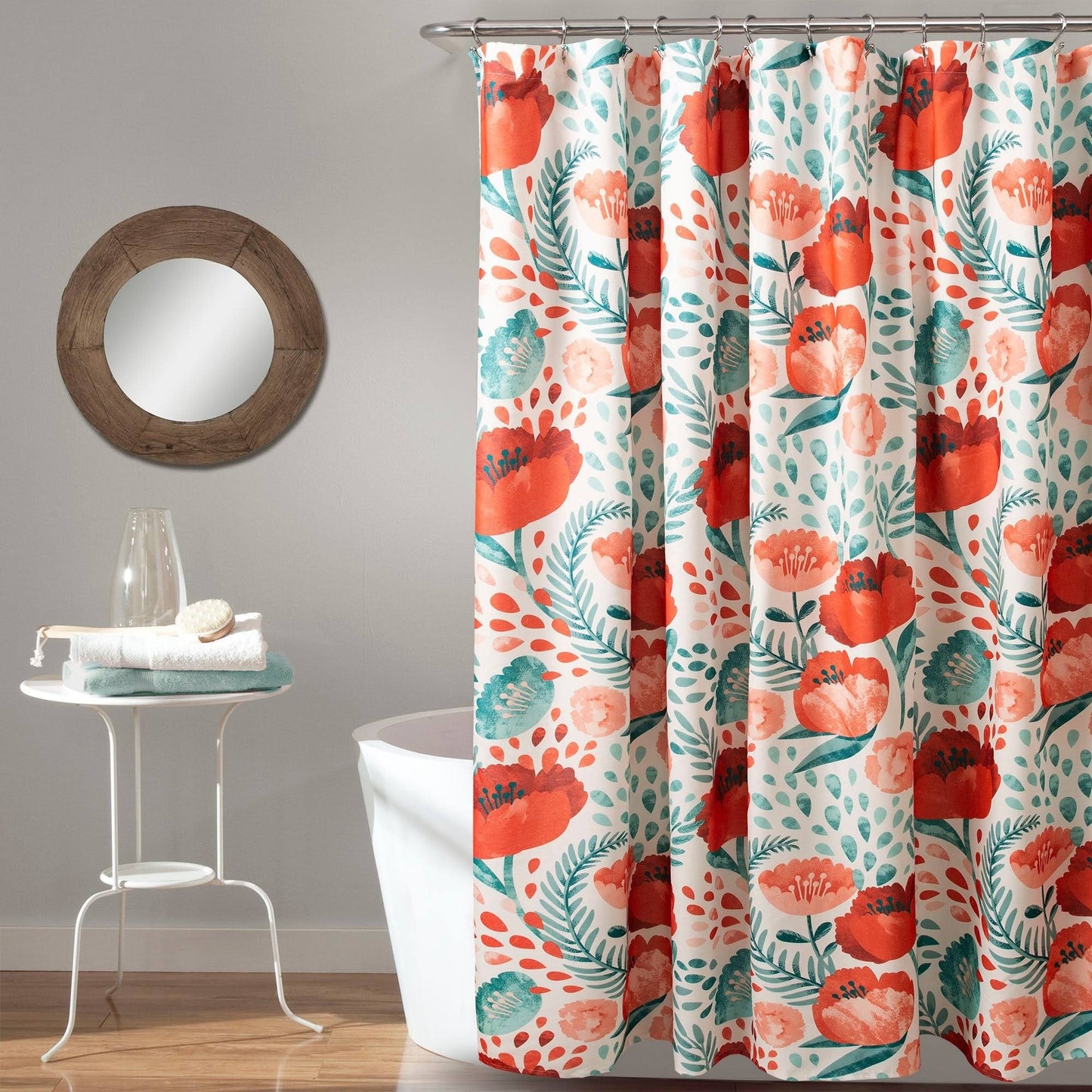 Porch Den Egger Poppy Pattern Shower Curtain - Multi-Color