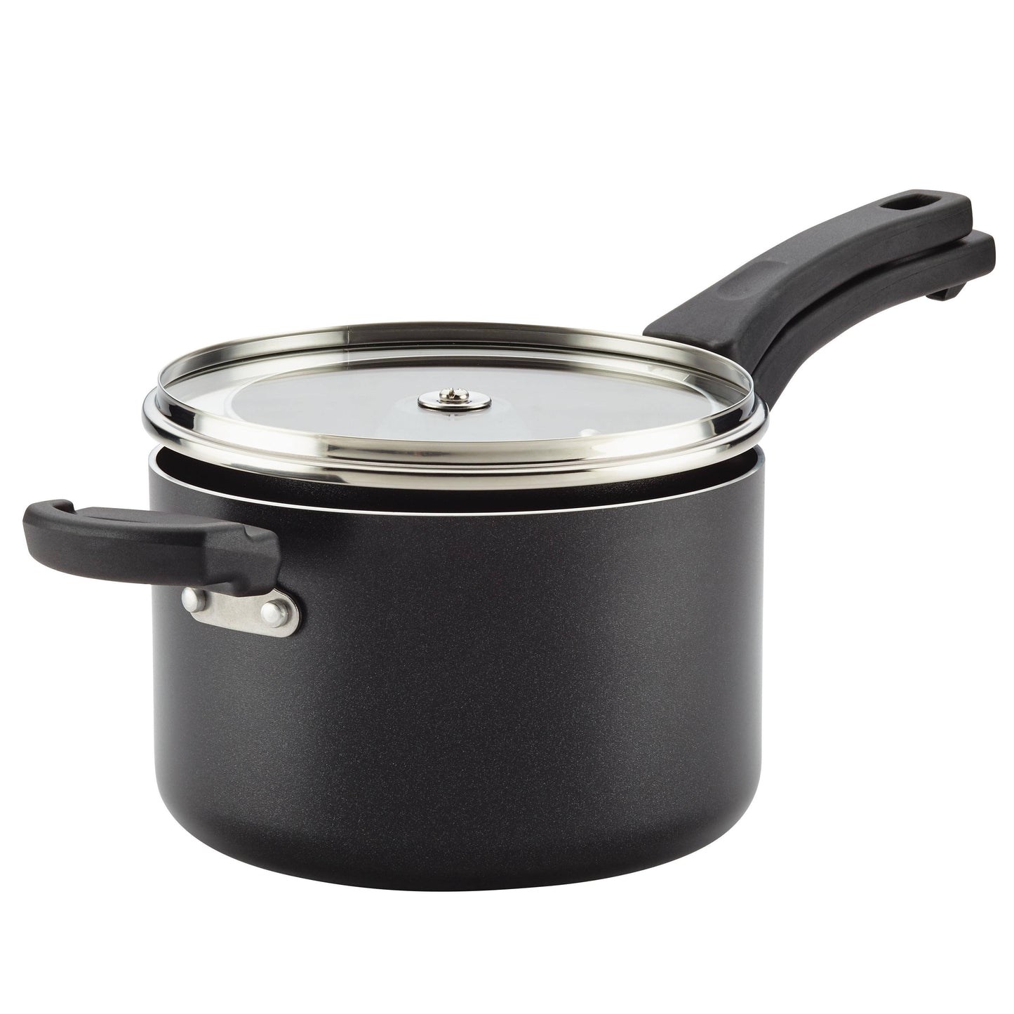 Farberware Neat Nest Space Saving Nonstick 4-Piece Aluminum Saucepan Set, Black