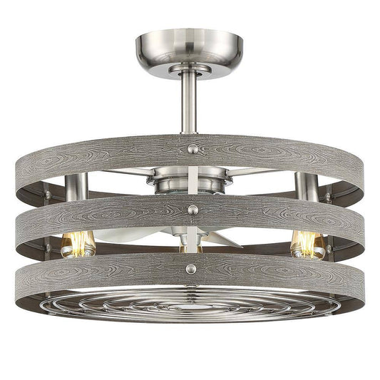 Progress Lighting Gulliver 24 in. Indoor/Outdoor Brushed Nickel Dual Mount Ceiling Fan with Light Kit and Remote Control