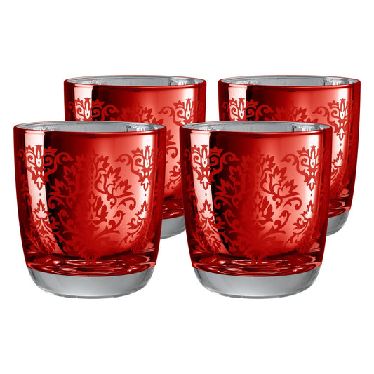 Artland Red Brocade Double Old Fashioned Glasses - Set of 4