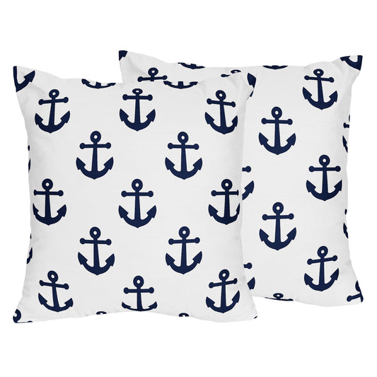 Sweet Jojo Designs Sailor Collection Decorative Accent Throw Pillows | Set of 2