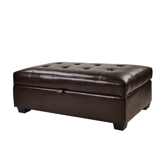 Antonio Bonded Leather Storage Ottoman, Brown