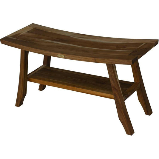 EcoDecors EarthyTeak Satori 34 Teak Shower Bench with Shelf Natural