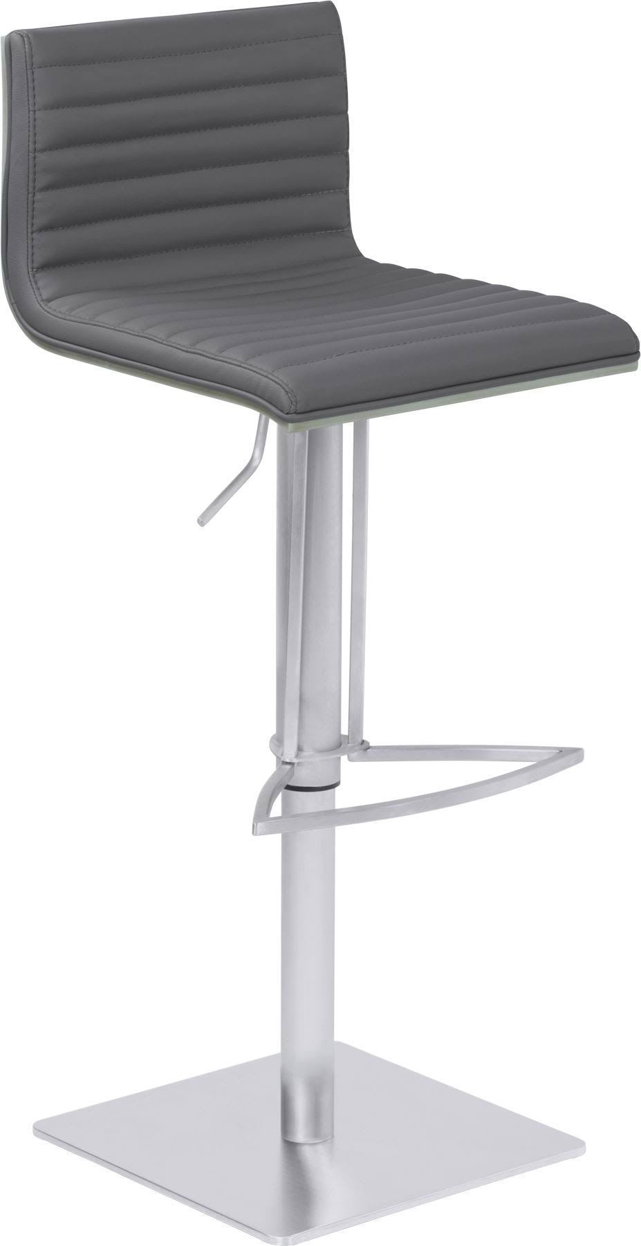 Armen Living Cafe Adjustable Metal Barstool in Gray Faux Leather