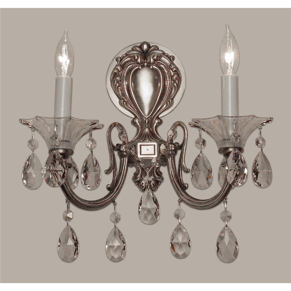 Classic Lighting 57052-MS-SJT Millennium Silver Elements Jet Black Via Lombardi 2 Light Wall Sconce