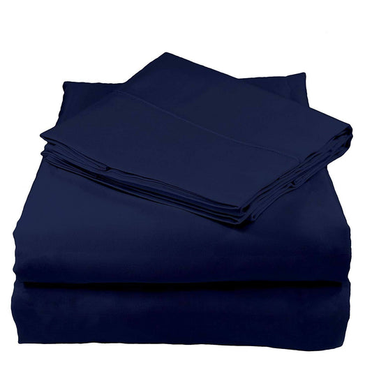 Whisper Organics 100% Organic Cotton Bed Sheet Set, 300 Thread Count - GOTS Certified (King, Navy Blue)